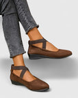 Women's Soft Suede Black Ballet Flats | Elegant Wedge Slip-On Shoes 8