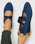 Women's Soft Suede Black Ballet Flats | Elegant Wedge Slip-On Shoes 9