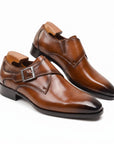 Men's Black Full-Grain Leather Buckle Shoes | Formal Office & Wedding Footwear