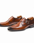 Men's Black Full-Grain Leather Buckle Shoes | Formal Office & Wedding Footwear