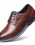 Men's Black Leather Derby Dress Shoes | Round Toe Slip-Resistant Formal Work Shoes
