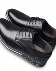 Men's Black Leather Derby Dress Shoes | Round Toe Slip-Resistant Formal Work Shoes