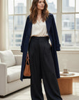 Women's Linen Blend Wide Leg Trousers | Elegant High-Waisted Pants 2
