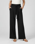 Silvorne women's black wide-leg trousers with a tied waistband and pockets. Casual, relaxed fit.