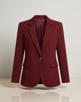 Silvorne blazer rojo de manga larga para mujer, con un solo botón, cuello de muesca y corte entallado.