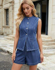 Women's Durable Denim Vest and Shorts Set | Stylish Summer Outfit 2
