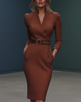 Elegant Chic | Black Cocktail Dress with Wrap Silhouette & V-Neck for Sophisticated Style 5