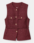 Women's Classic Tweed Waistcoat | Elegant Tailored Sleeveless Vest 7