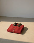 Silvorne cárdigan de punto grueso rojo con cremallera y cuello de cuero sintético, estilo cropped para otoño.
