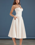 Sophia Collection | White Midi Dress with Adjustable Straps | Elegant Design for Flattering Fit 8