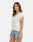 Women's Soft Cotton V-Neck T-Shirt | Elegant Twist Front Casual Summer Top 3