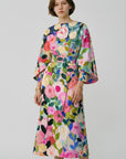 Women's Floral Wrap Dress | Elegant Kimono Sleeve Midi Dress 4
