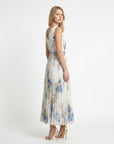 Women's Abstract Print Pleated Midi Dress | Elegant Sleeveless V-Neck Summer Dress 3