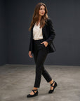 Women's Soft Suede Black Ballet Flats | Elegant Wedge Slip-On Shoes 2