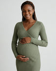 Women's Soft Cotton Maternity Midi Dress | Comfortable Long Sleeve Nursing Dress 6