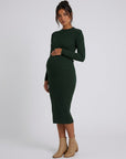 Women's Soft Ribbed Knit Bodycon Maternity Dress | Comfortable Long Sleeve Midi Nursing Dress 6