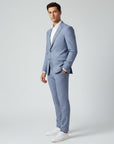 Silvorne men's light blue slim fit linen suit, ideal for weddings and formal events.