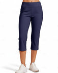 Women's Lightweight Stretch Capri Pants | Comfortable Navy Blue Casual Trousers 4