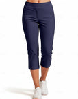 Women's Lightweight Stretch Capri Pants | Comfortable Navy Blue Casual Trousers 1