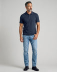 Men's Cotton Short Sleeve Polo Shirt | Classic Relaxed Fit Navy Top 5
