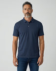 Men's Cotton Short Sleeve Polo Shirt | Classic Relaxed Fit Navy Top 4