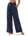 Women's Soft Fabric Wide Leg Pants | Comfortable Smocked High-Waist Casual Trousers 2