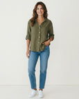 Women's Linen-Cotton Blend Shirt | Breathable Relaxed Summer Blouse 9