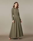 Elegant | Women's Black Dress with Collared Neckline | A-Line Midi Dress for Effortless Style 3