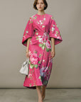 Women's Floral Wrap Dress | Elegant Kimono Sleeve Midi Dress 2