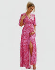 Women's Floral Chiffon Maternity Maxi Dress | Elegant Cutout Design for Comfort 6