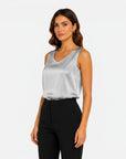 Women's Satin Blouse | Elegant Sleeveless V-Neck Top for Timeless Sophistication 5