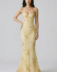 Women's Floral Embroidered Corset Gown | Elegant Spaghetti Strap Mermaid Dress 1