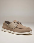 Silvorne Zapatos náuticos de ante para hombre, suela plana, cómodos, sin cordones, color marrón, para conducir.