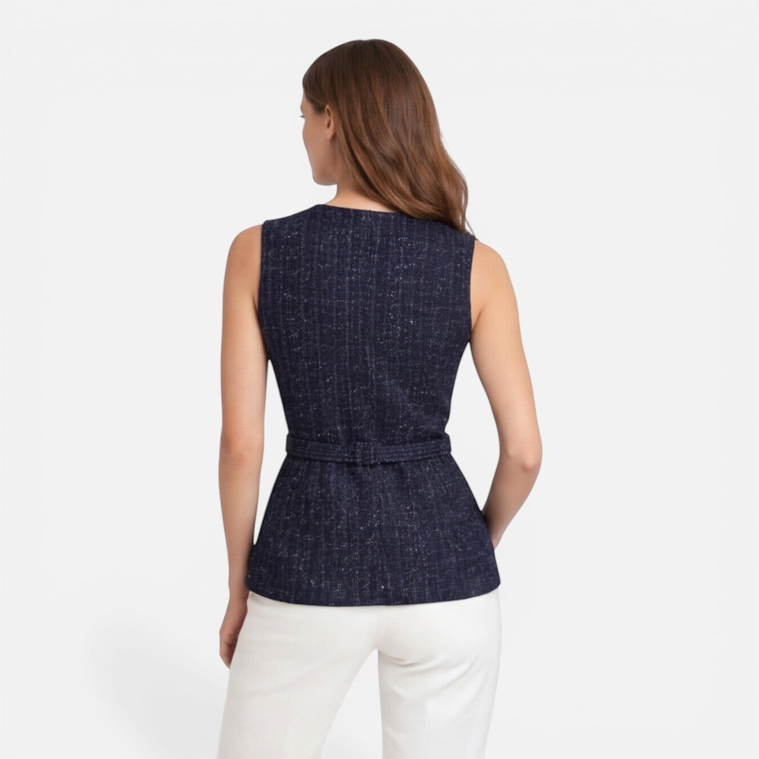 Women's Classic Tweed Waistcoat | Elegant Tailored Sleeveless Vest 4