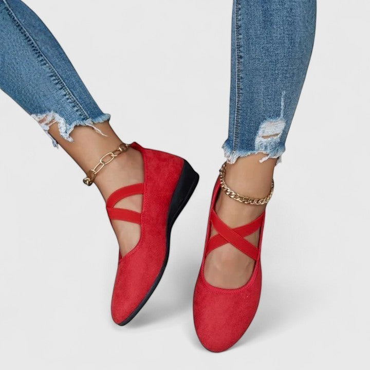 Women's Soft Suede Black Ballet Flats | Elegant Wedge Slip-On Shoes 10