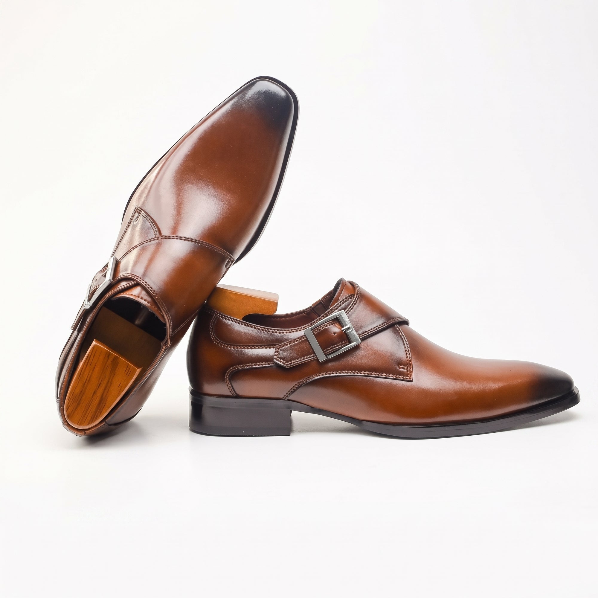 Men's Black Full-Grain Leather Buckle Shoes | Formal Office &amp; Wedding Footwear