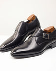 Men's Black Full-Grain Leather Buckle Shoes | Formal Office & Wedding Footwear