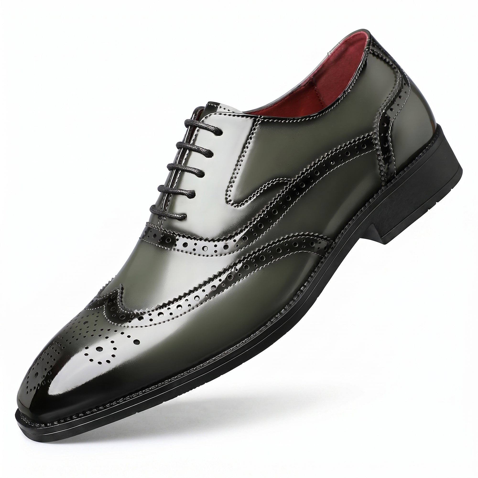 Men's Leather Wingtip Brogue Shoes | Lace-Up Formal Business Footwear