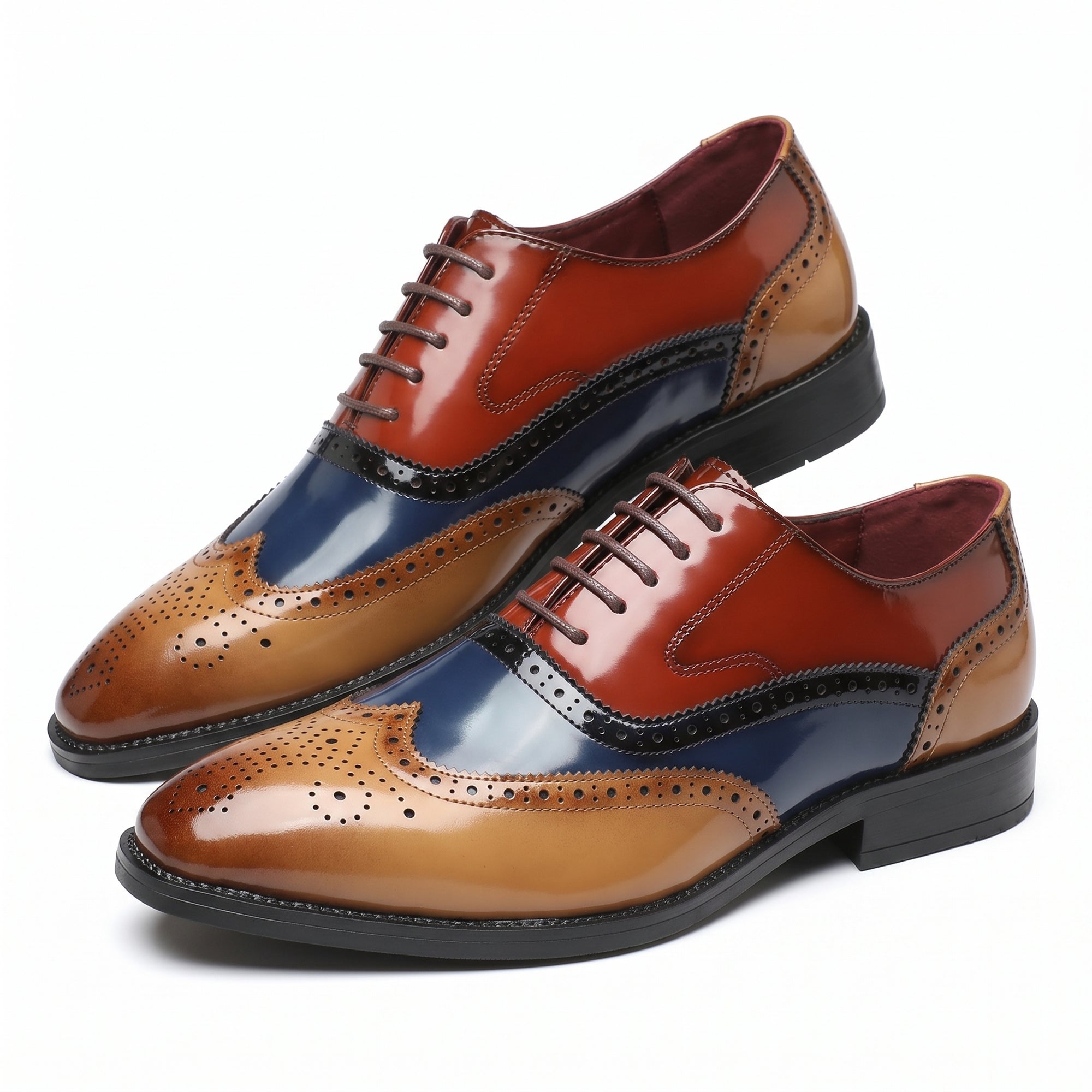 Men's Leather Wingtip Brogue Shoes | Lace-Up Formal Business Footwear