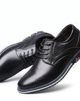 Men's Black Leather Derby Dress Shoes | Round Toe Slip-Resistant Formal Work Shoes