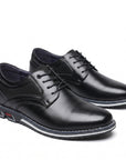 Men's Black Leather Derby Dress Shoes | Round Toe Slip-Resistant Formal Work Shoes