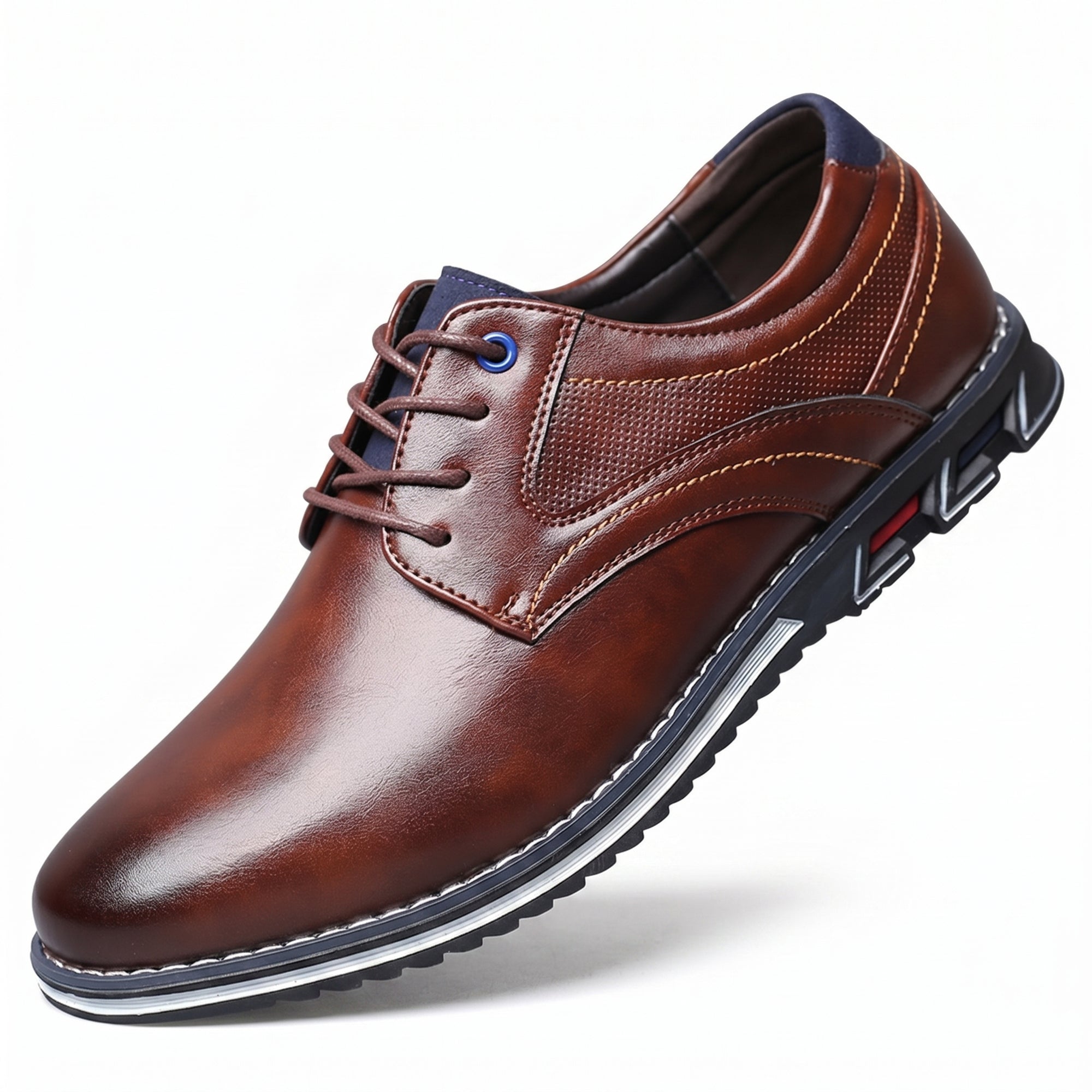 Men's Black Leather Derby Dress Shoes | Round Toe Slip-Resistant Formal Work Shoes