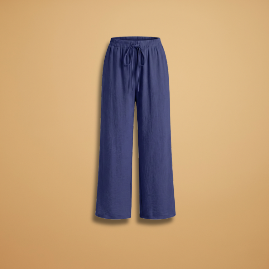 Relaxed Linen Wide Leg Trousers for Women with Adjustable Drawstring | Comfortable Everyday Style 2