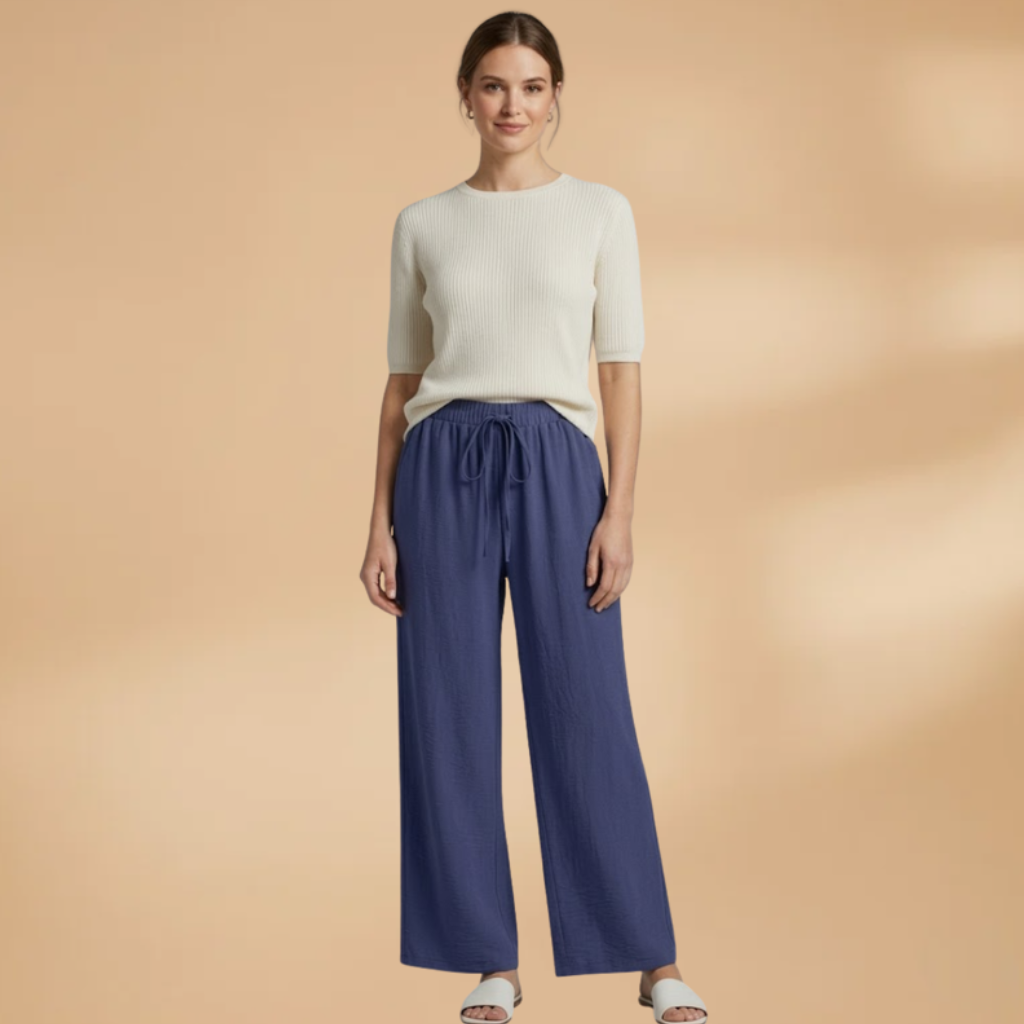 Relaxed Linen Wide Leg Trousers for Women with Adjustable Drawstring | Comfortable Everyday Style 3