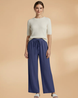 Relaxed Linen Wide Leg Trousers for Women with Adjustable Drawstring | Comfortable Everyday Style 3