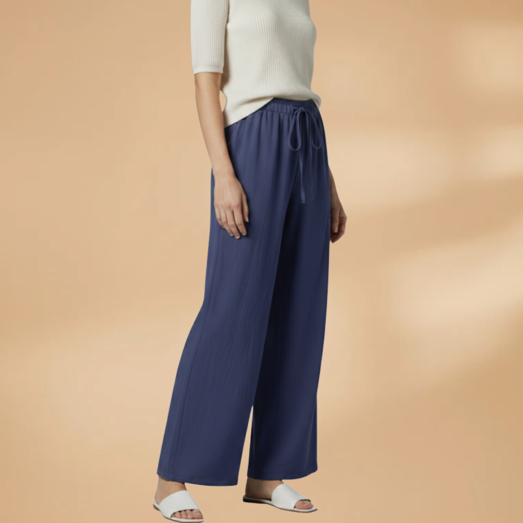 Relaxed Linen Wide Leg Trousers for Women with Adjustable Drawstring | Comfortable Everyday Style 4