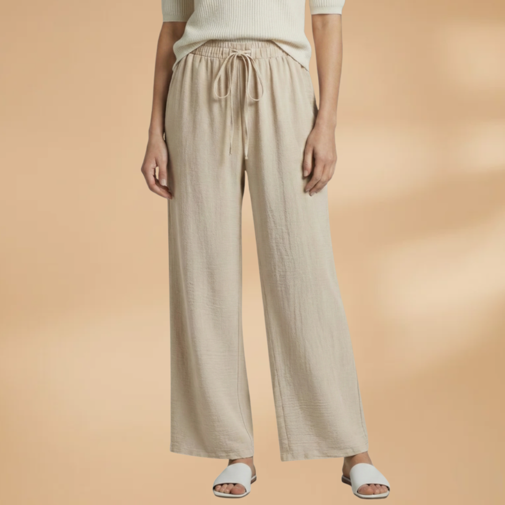 Relaxed Linen Wide Leg Trousers for Women with Adjustable Drawstring | Comfortable Everyday Style 7