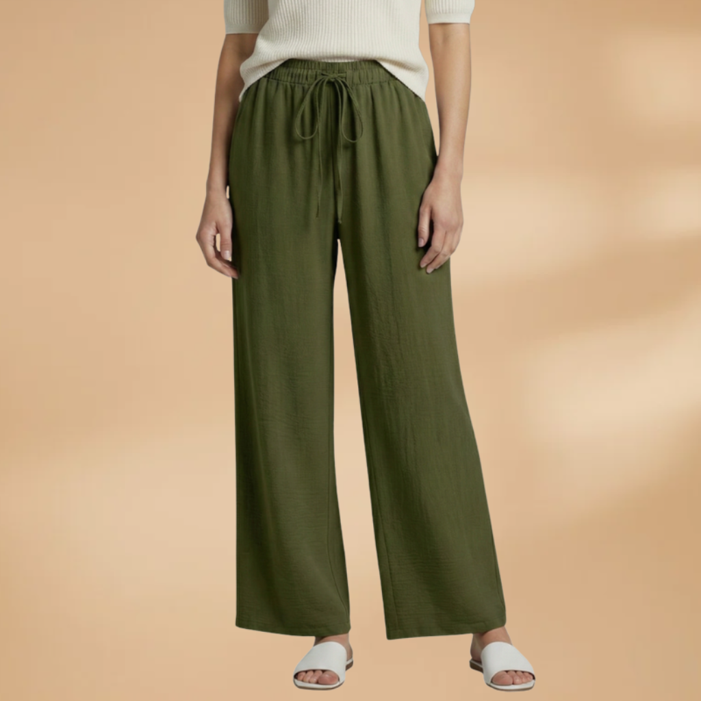 Relaxed Linen Wide Leg Trousers for Women with Adjustable Drawstring | Comfortable Everyday Style 9