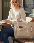 Women's Soft Corduroy Tote Bag | Chic Tassel Accents Stylish Handbag 8