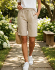 Women's Breathable Linen Bermuda Shorts | Comfortable Relaxed Fit 1